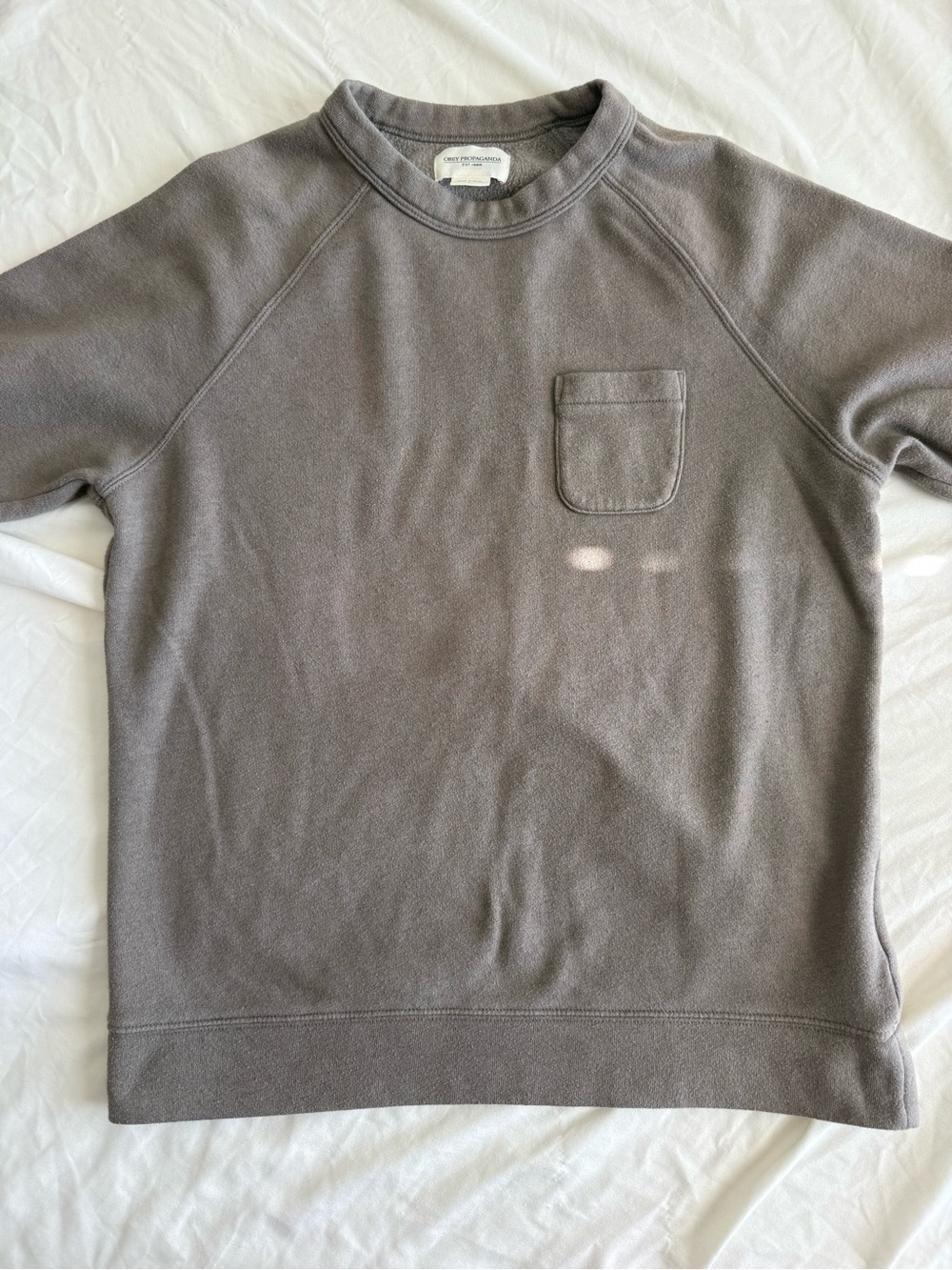 Men's Obey Propaganda Brown Crewneck Pocket Sweatshirt L Earthtone Goblincore